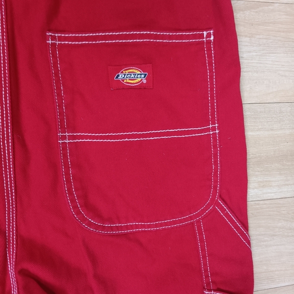 SOLD Vintage Dickies Women XS Contrast Thread Denim Jean Overalls Bib Kidcore - Picture 7 of 8